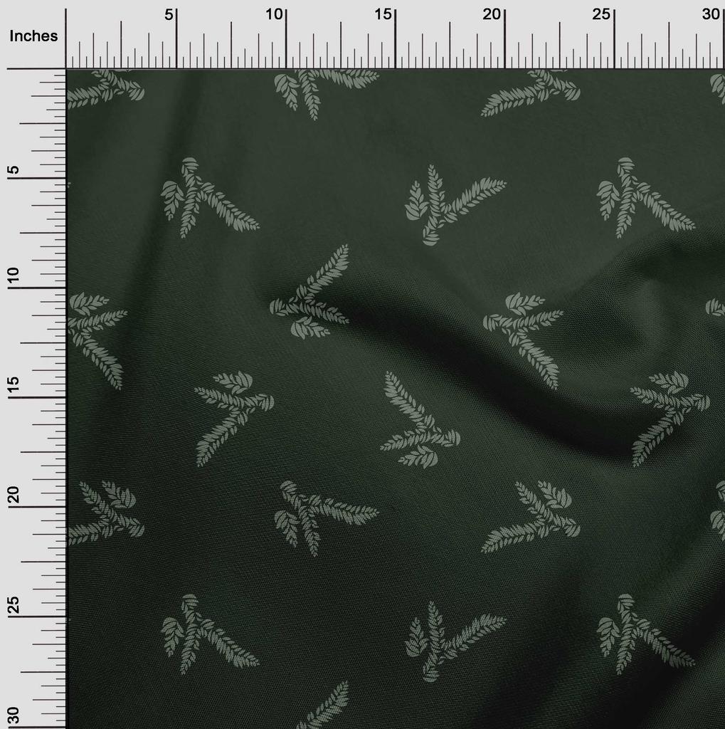 oneOone Cotton Flex Dark Green Fabric Leaves Diy Clothing Quilting Fabric Print Fabric By Yard 40 Inch