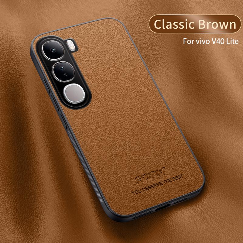 Leather Case for Vivo V40 Lite 4G (IDN) 5G Car Magnetic Holder Wireless Charging Silicone Hard Phone Cover vivoV40Lite 4G (IDN)