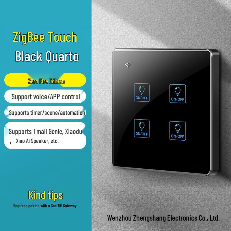 Zhengshang C4 ZigBee Graffiti Smart Switch, EU Standard, Voice-Activated, Compatible with Alexa & Google.