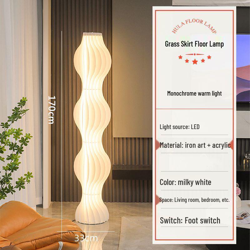 Cream Nordic Grass Skirt Floor Lamp – Stylish Living Room & Bedroom Atmosphere Light