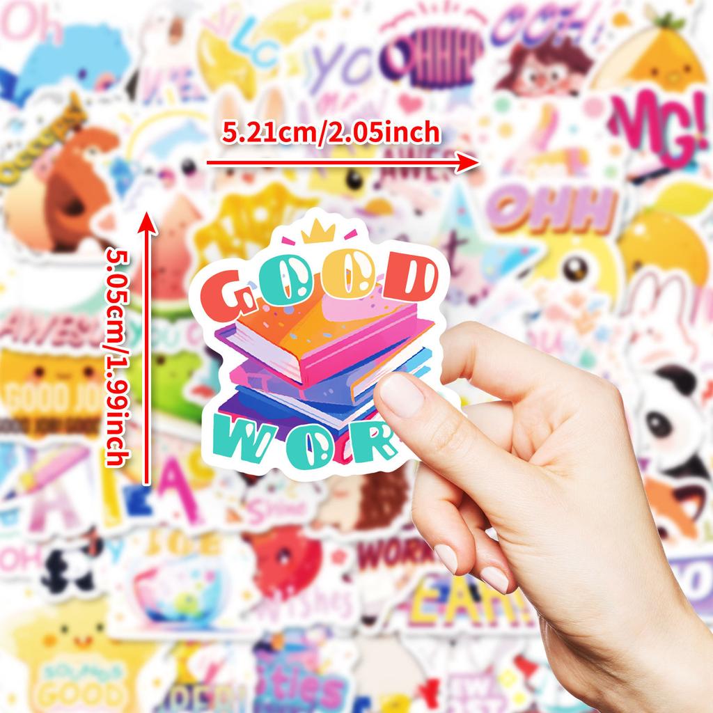50 Cute Cartoon Pattern Text Combined with Student Reward Stickers Mixed Stickers
