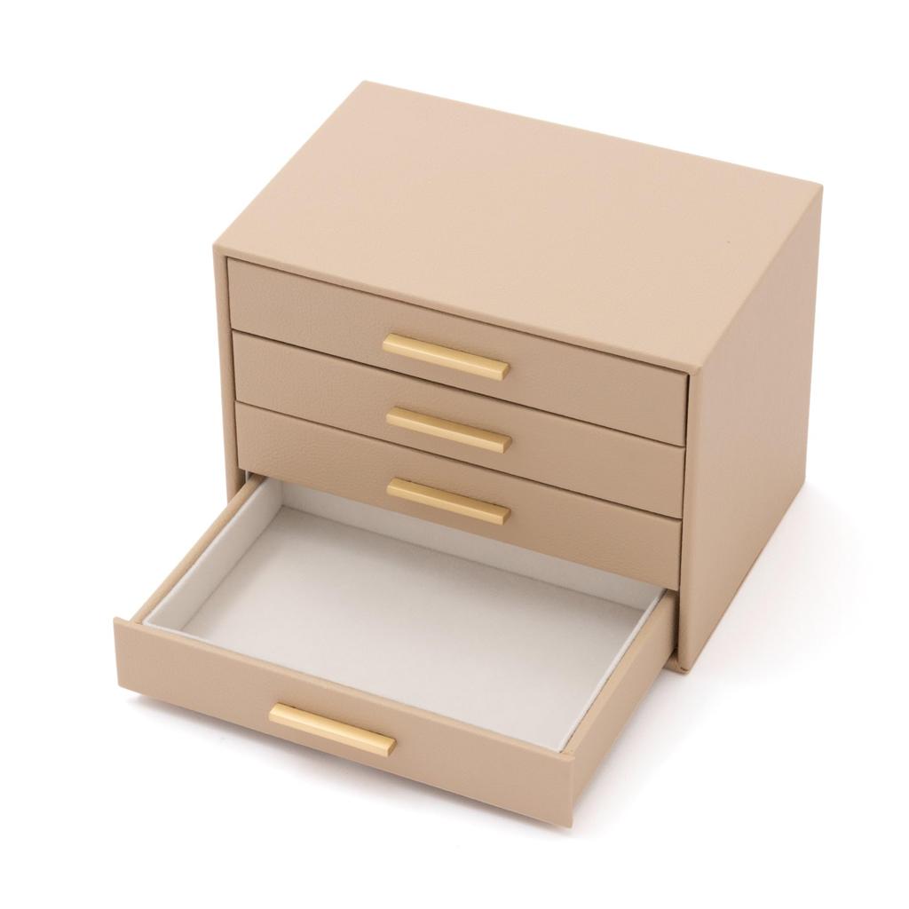 Francfranc Drawer Jewelry Box, 4 Tiers, Beige