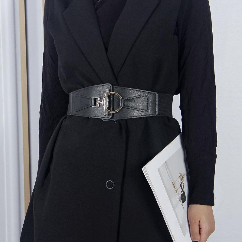 Trendy Elastic Women’s Belt for Coats and Dresses Stylish High-End Versatile Wide Belt for Dresses and Outerwear