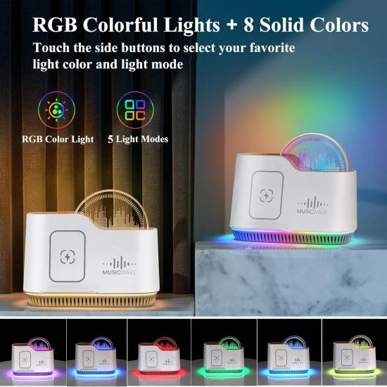 Night Light Bluetooth Speaker with Lights, 15W Wireless Charger Stand Phone Holder,Rechargeable LED Music Lamp Touch Control Color Changing Lights,