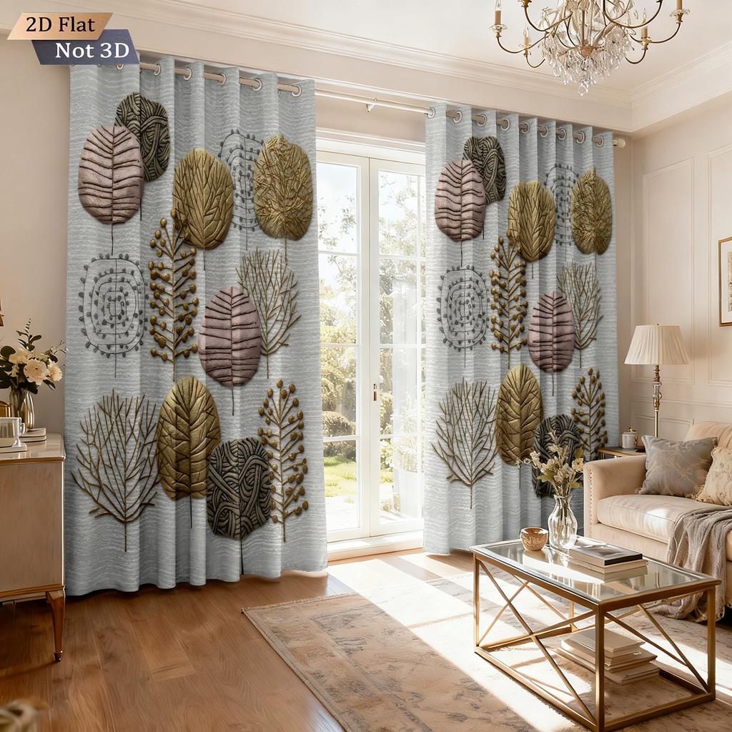 2pcs forest printed blackout curtains in multiple sizes for living room insulation and holiday decoration   easy to install