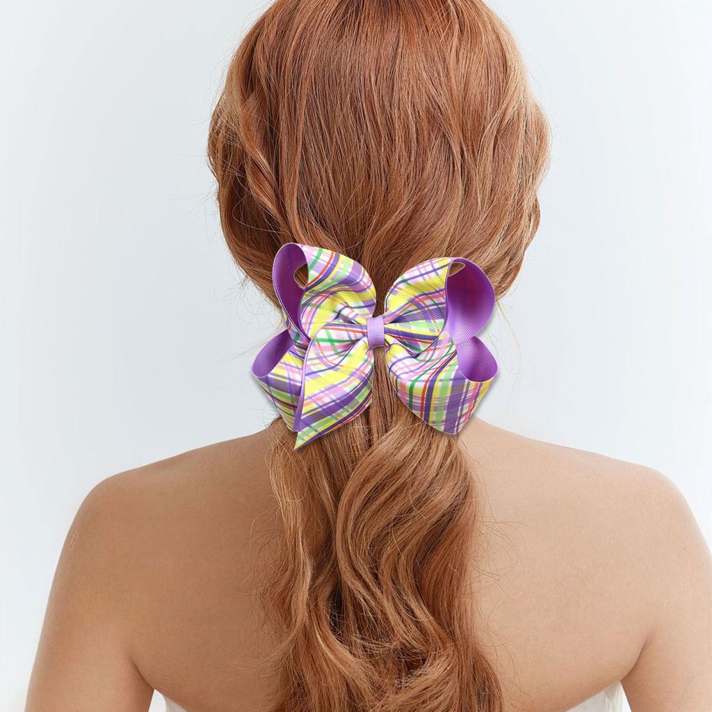Easter Theme Bowknot Hair Barrette Bunny Egg Print Hair Clip for Kids Adults for Festival Parties and Gatherings