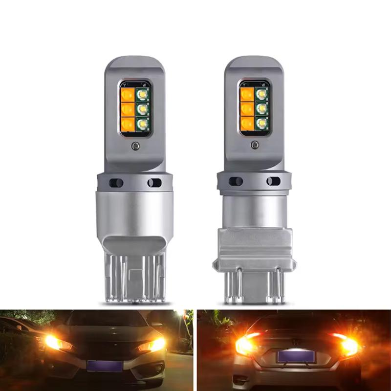 Led Bulbs T25 3157 T20 7443 1157 BAY15D Turn Signal DRL Canbus White Yellow 12V With 2 in 1 Car Led Lamp For Car Two-Colors LampTurn Signal 2