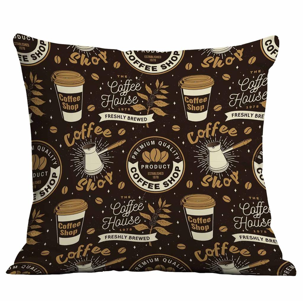 New Coffee Bean Creative Pillow Case Double-sided Printed Home Cafe Cushion Decoration
