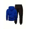 Casual Geometric Hoodie Set, Loose Fit Men's Hoodie and Pants Set, Casual Geometric Pattern Sportswear
