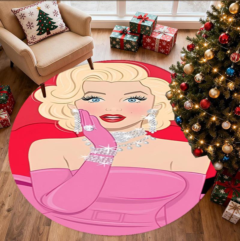 Marilyn Monroe Patroon Rond Tapijt, Binnen/Buiten Mat, voor Picknick, Speelkamer, Slaapkamer, Kantoor, Woonkamer, Huisdecoratie Tapijt, Verjaardagscadeau