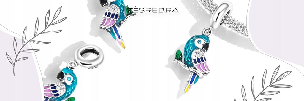 Charms Papagei Bunt S925 Perle Perlen Zirkonia Vogel Anhänger