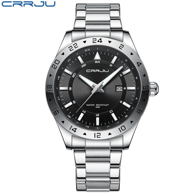 CRRJU New Watch 5007 Men's Watch Stainless Steel Strap Simple Business Watch