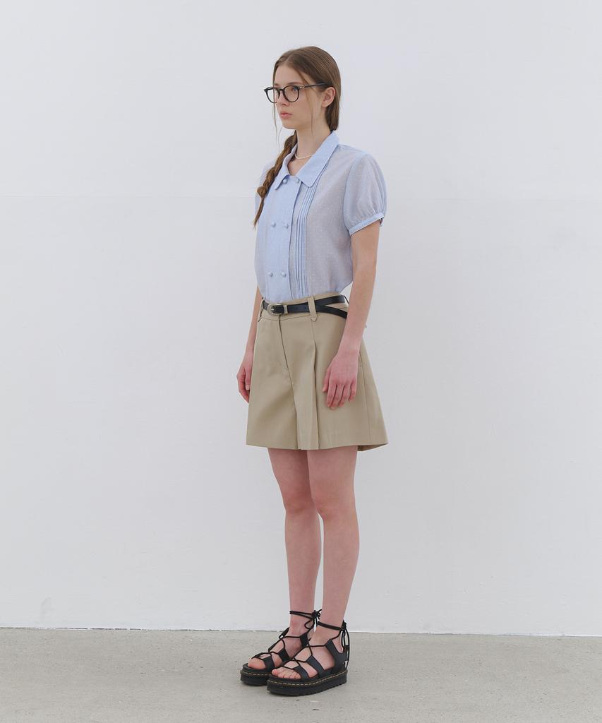 CLUNY Minimal Strap High Waist Shorts - Beige