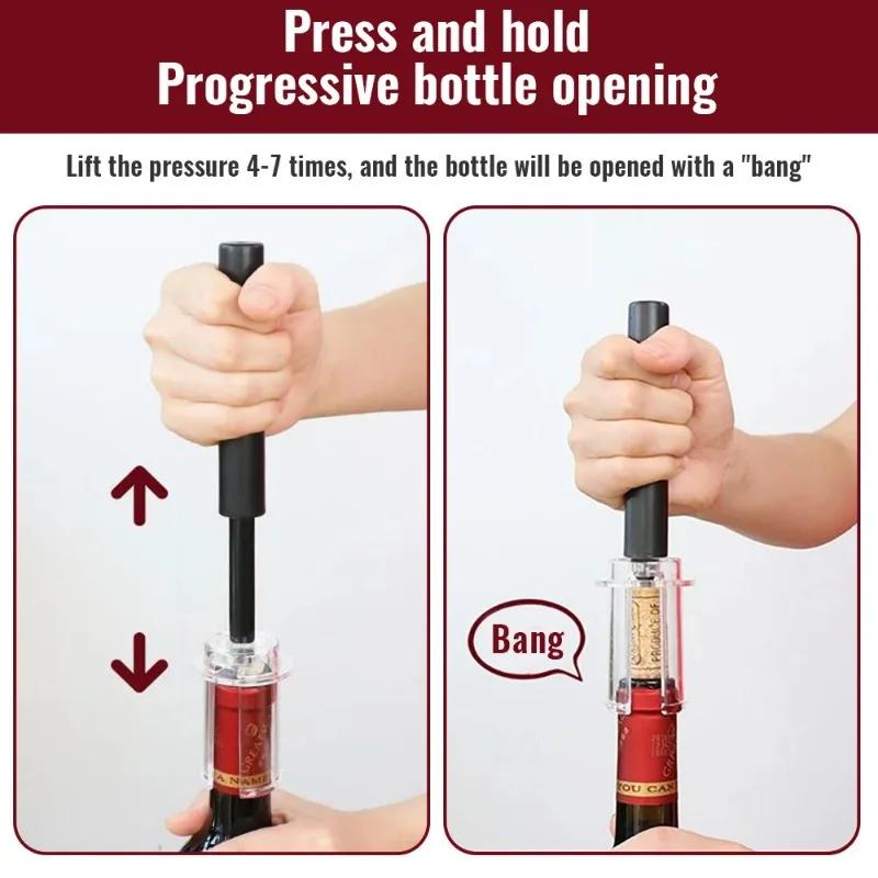 New Air Pump Wine Bottle Opener Air Pressure Vacuum Red Wine Stopper Beer Lid  Stainless Steel Opener Corkscrew Corks Out Tools