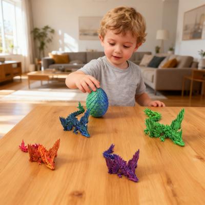 3D-gedruckte Drachenei-Figur Bewegliche Gelenke Fliegende Drachenfigur Fidget-Spielzeug Drachenei mit beweglichem Drachen innen Dekoration Ornament