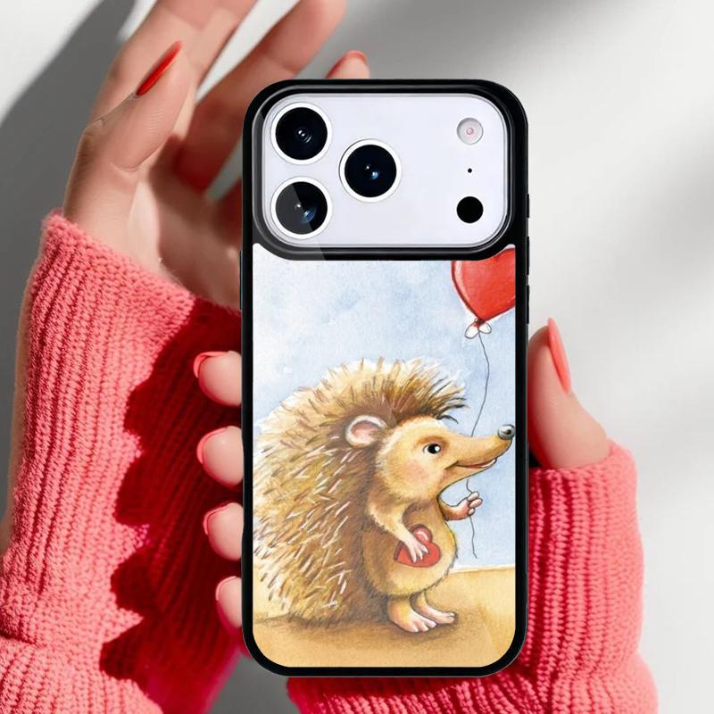 

Hedgehog and Balloon Phone Case for iPhone 17 16 15 14 13 Pro Max Back Cover for 12 11 Pro Coque iPhone17