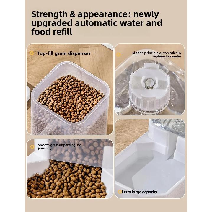 4L Large Capacity Automatic Cat Feeder & Waterer Set | Gravity Pet Food Dispenser for Cats & Dogs | BPA-Free & Non-Electric Safe