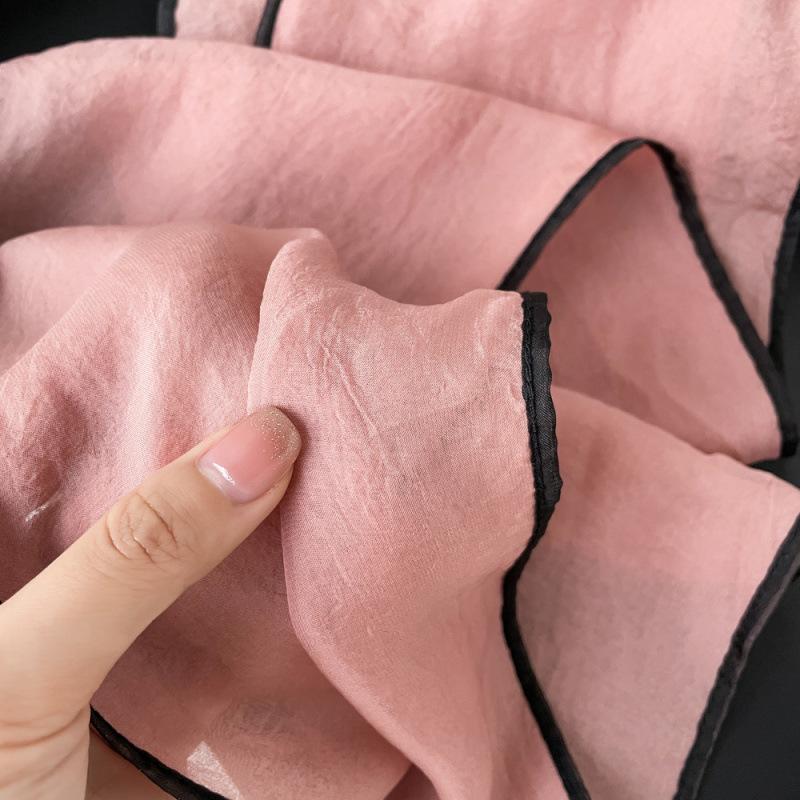 Solid Color Small Scarf for Women Korean Style Versatile Thin Narrow Long Scarf with Hairband Temperament Streamer Scarf