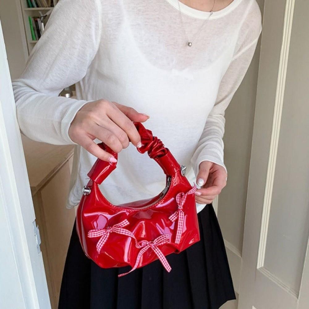 

Cloud Bow Ribbon Bags Pu Leather Women Handbags Trendy Pleated Shoulder Bag Ladies Style 1