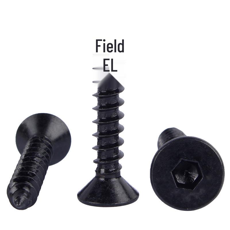 Black Carbon Steel Grade 8.8 Hex Socket Countersunk Self-Tapping Screws M3-M6