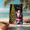 Custom Name Ultra-Soft Beach Towel with Christmas Santa Claus Theme,Ideal for Pool - Camping, Diving - Perfect Travel Essential, Vibrant Beach Towel.