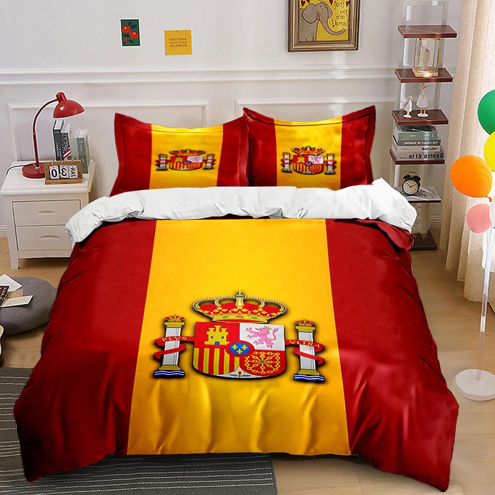 Spain Flag Coat of Arms Bedding Bedding Duvet Cover Set Duvet Cover Pillowcases  (1 * Duvet Cover 2 * Pillowcases, Without Duvet Insert)