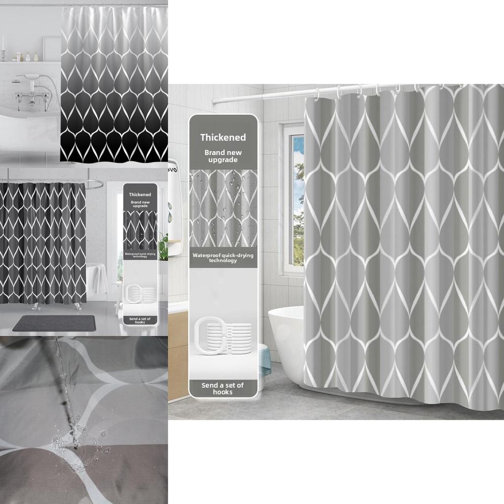 Simplistic Waterproof Shower Curtain Made Of Thick Polyester Cloth For Bathroom Decor And Hygiene