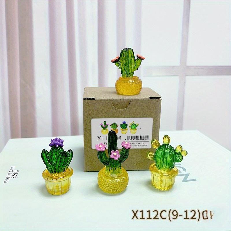 

4 шт./набор Прозрачный Декор Кактус Бонсай Смола Мини Фигурки Кактусов Суккуленты Украшения для Автомобиля Компьютера Поделки C 4PCS/SET