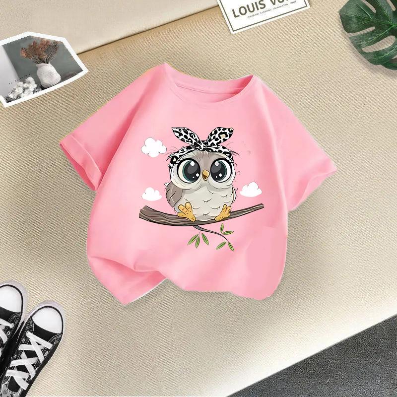 

2026 Summer Cartoon Kitten New Children s Pure Cotton Round Neck Short Sleeve T-shirt Fun Parent Child T-shirt 160