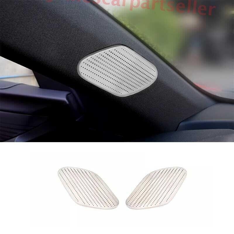 For Cadillac CT4 2020-2025 Silver Steel A Pillar Speaker Sound Cover Trim 2PCS
