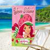 1pc Princess Strawberry Beach Towel with Custom Name, Beach and Seaside Swimming Pool Equipment, Fashion Pattern, Rectangular, Travel Essential