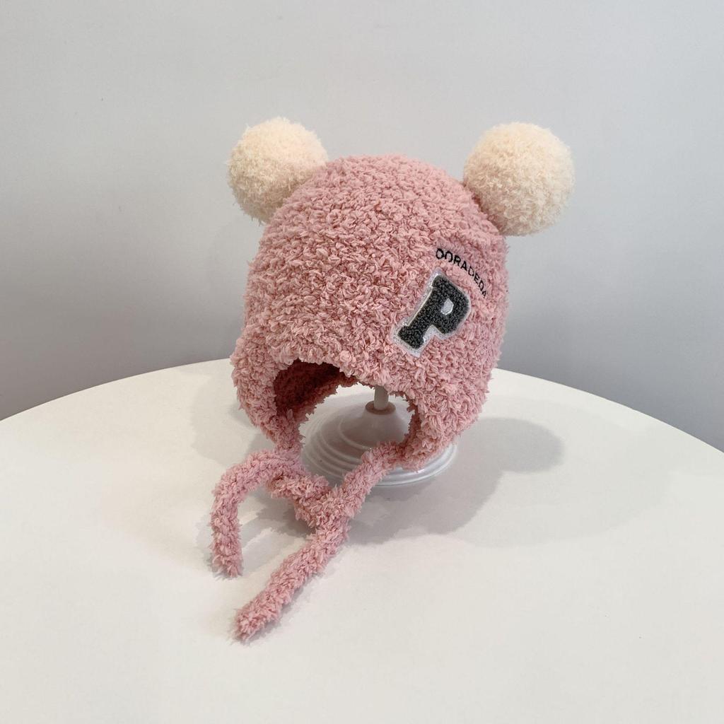 Moda infantil boné outono inverno letra P gorros protetores de orelha bonés de cabeça para meninos meninas bebê bombardeiro chapéus unissex 1 2 3 4 anos