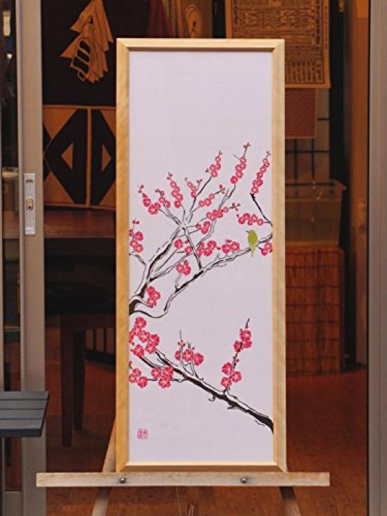 Some no Anbo Hand Towel and Red Plum Authentic Dyed Cotton Tokuoka Made in Japan 35cm x 100cm "Plum Nightingale, Color" 100%