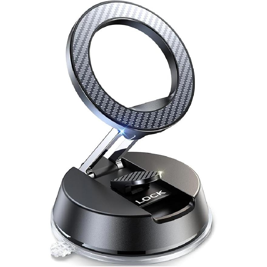 NeverFall Car Phone Holder for MagSafe [78+LBS Ultra Grip | 2400gf Magnetic Power] 360° Foldable Car Mount Cell Phone Holders for Your Car for With Dash Pad Included