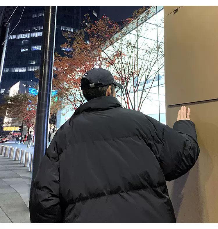 Men's Winter Oversized Cotton Puffer Jacket with Stand Collar - Trendy and Thickened for Couples