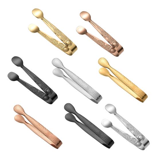 Stainless Steel Ice Tongs Mini Sugar Tongs Stainless Steel 304 Food Grade Compact Ice Cube Clip Non-Slip Grip Tongs for Coffee Sugar Cubes Bar Hot