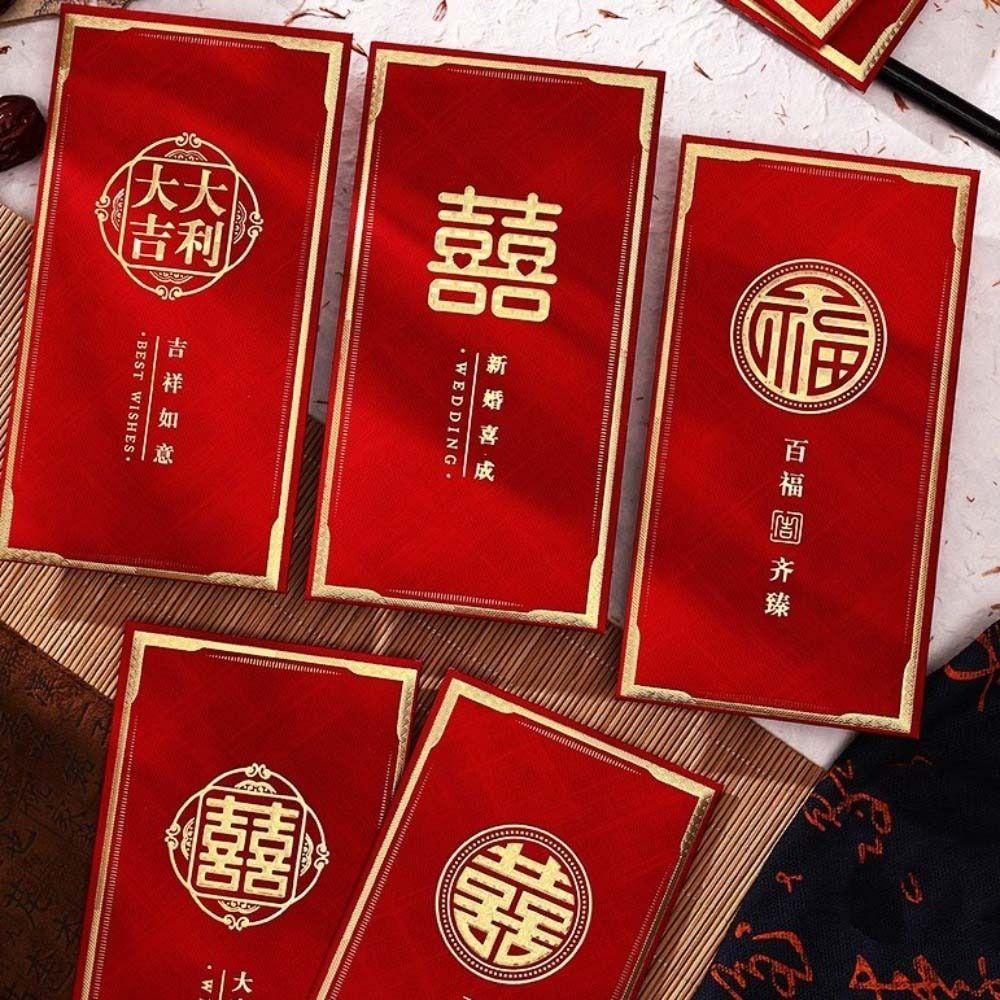 6pcs Chinese Style 2026 Horse Year Red Envelope Paper Money Pockets  For Chinese New Year