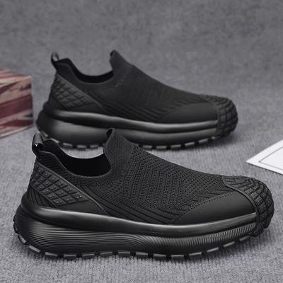 Lace-free Men's Shoes Summer Breathable Mesh Fly-woven Mesh Shoes Casual Versatile Lazy One-pedal Running Sports Trendy Shoes