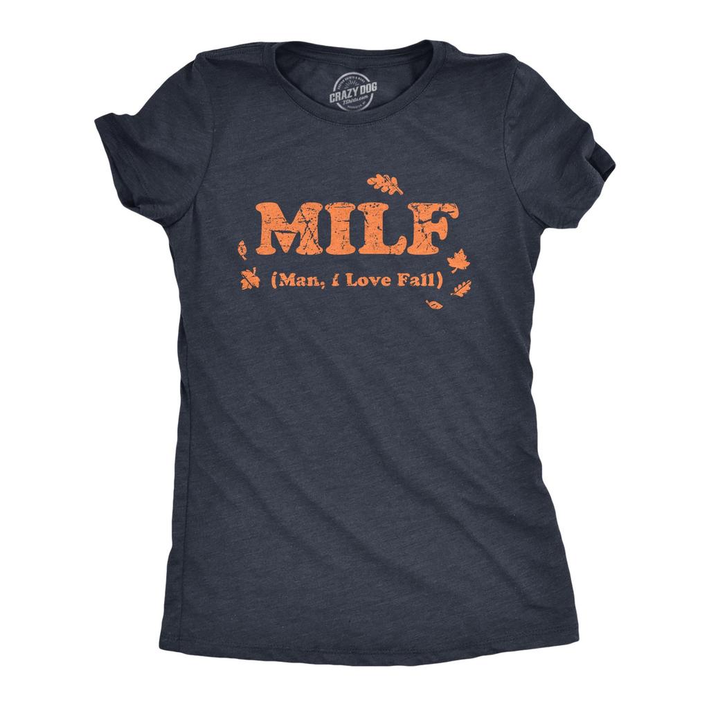 Womens MILF Man I Love Fall T Shirt Funny Autumn Season Halloween Lovers Tee for