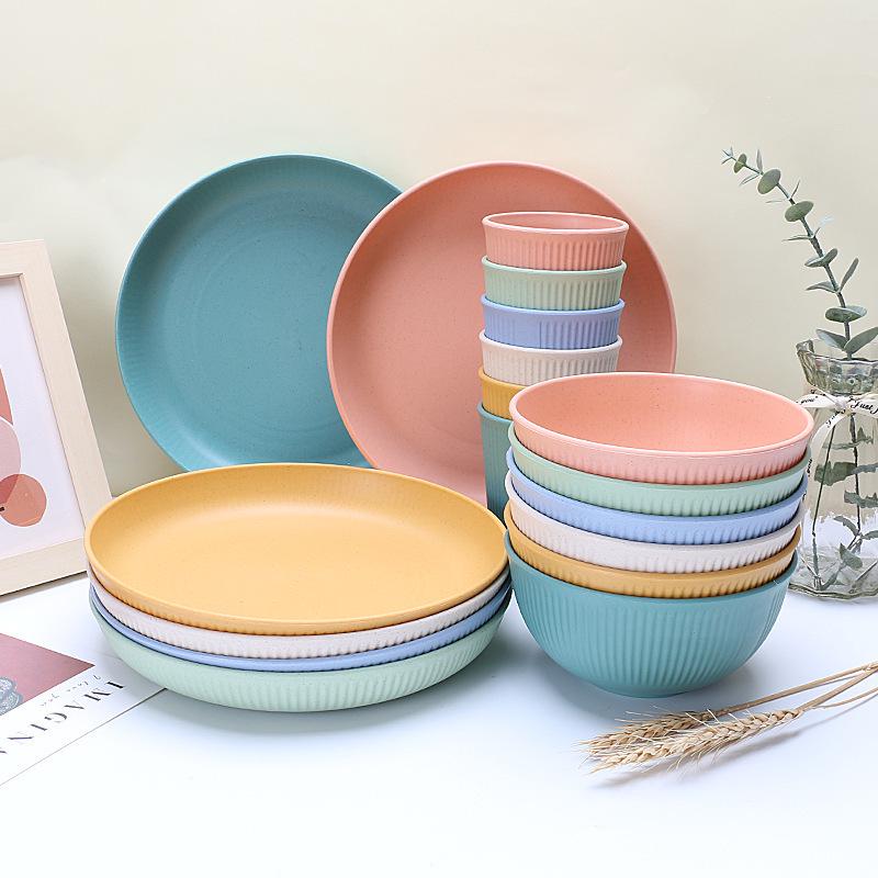 Wheat Straw Reusable Cutlery & Tableware Set: Dishwasher & Microwave Safe