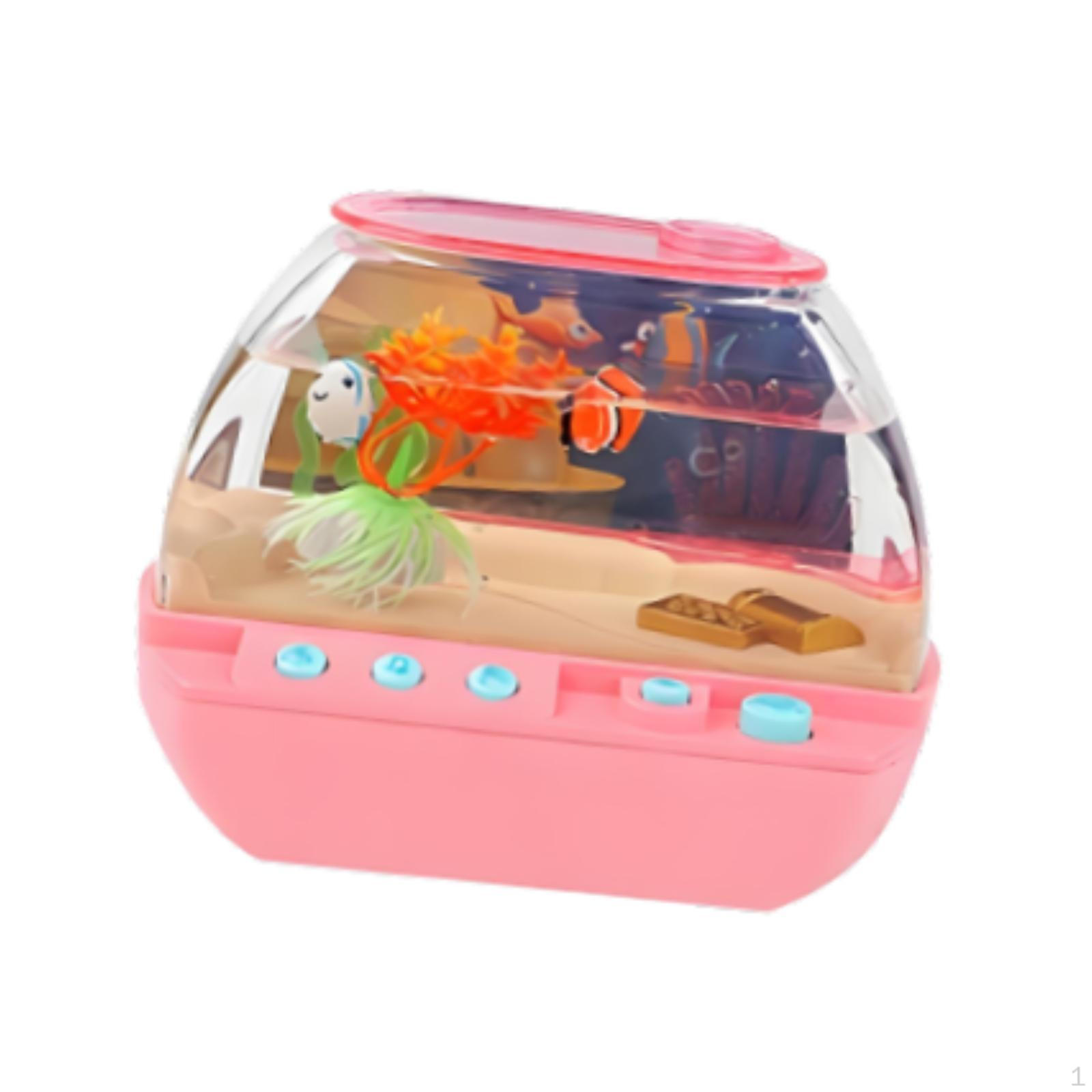 

1 Aquarium Toy for Children, Fish Bowl Toy, Simulation, Music Function, Multiple Lights, Buttons рожевий