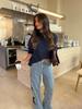 Women's New Fashion Casual Five-Point Star Loose Straight Jeans Pants 