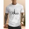 European sizes This Men'S Short-Sleeve Crew-Neck T-Shirt Showcases a French Minimalist Retro Style Inspired by Urban Landmarks