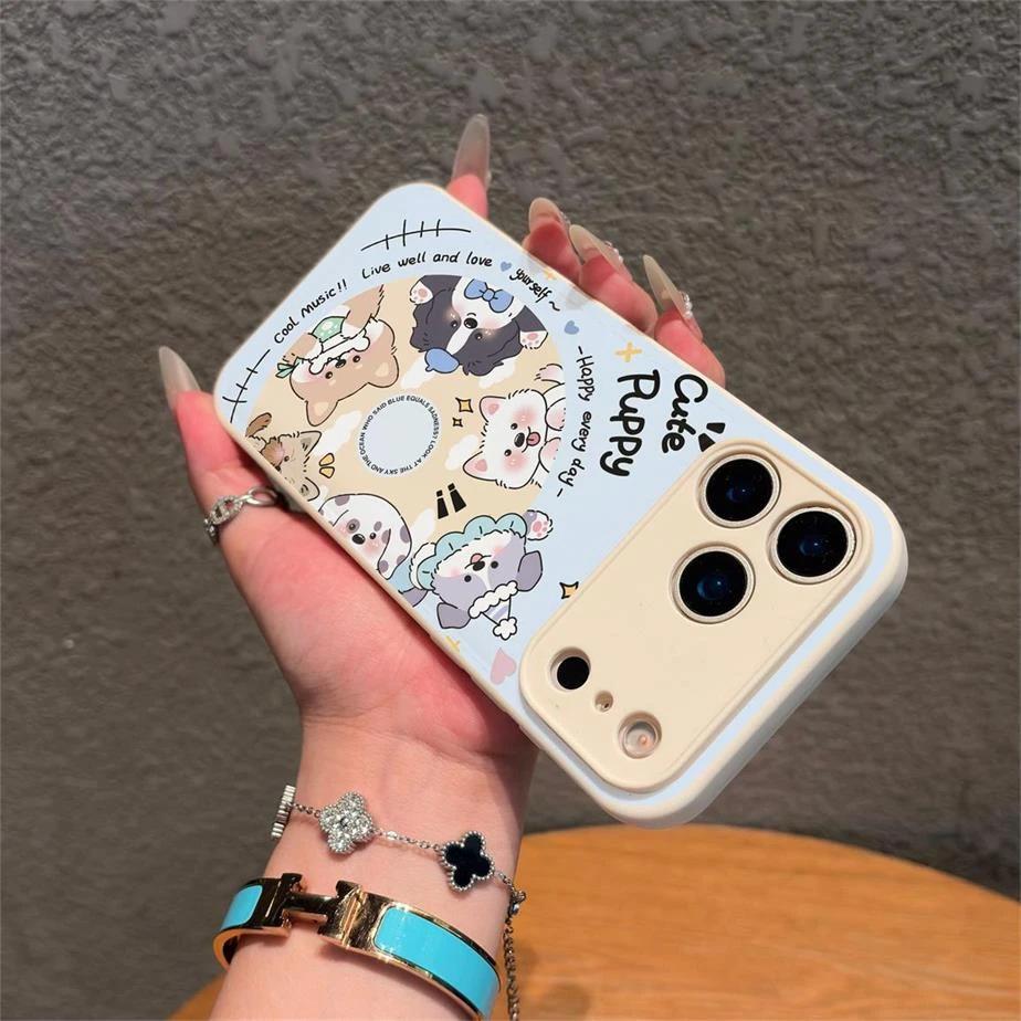Cute Creative Puppy Record Suitable for iPhone16/17 Mobile Phone Case Apple 15Pro Candy Air Cushion 14plus