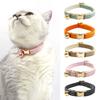 Cat Collar Velvet Solid Color Pet Chocker Necklace with Bell Adjustable Neck Collar for Cat Kitten Puppy Small Dogs