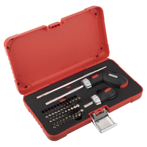Tone Ratchet Driver Set RDS32 with Bit Insert & 6.35mm (1/4") Red, 37 Pieces