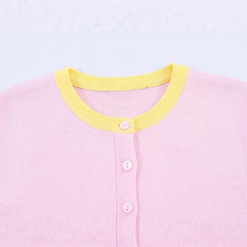 European and American style, new women's clothing, fashionable, versatile, cross-border casual simple color matching knitted jacket