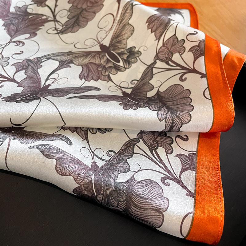 2024 Luxury Brand Scarf 100% Silk Bandana Women Square Scarves Wrap Kerchief Mulberry Fashion High Quality Headband Hijab Shawls