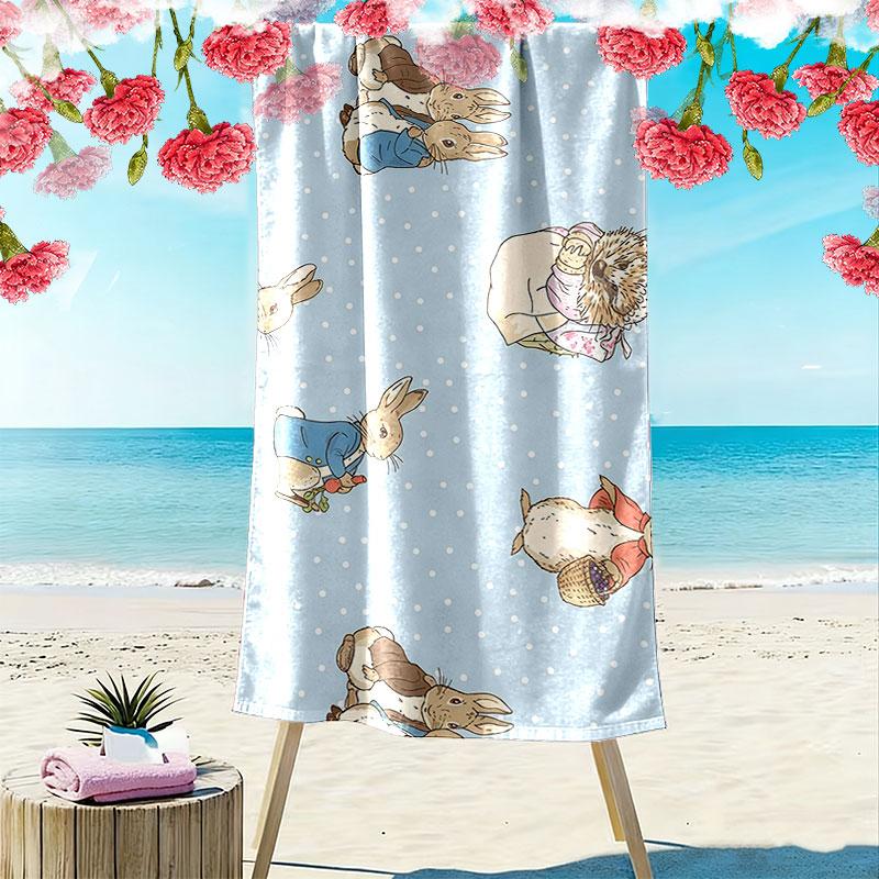 Peter Rabbit Art Print Beach Towel, Large Soft Quick Dry Towel for Beach Camping Swimming