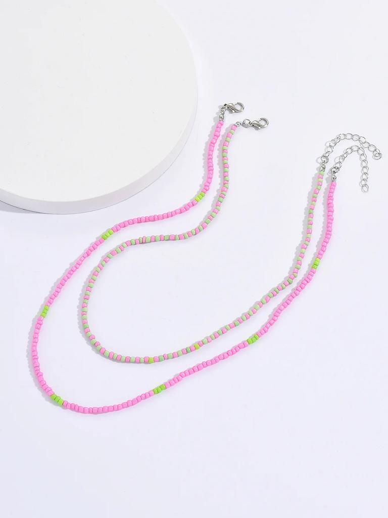 Boho Double Layers Seed Beads Necklace for Women Collar Charm Handmade Aeesthethic Bead Femme Neck Jewelry Party Gifts